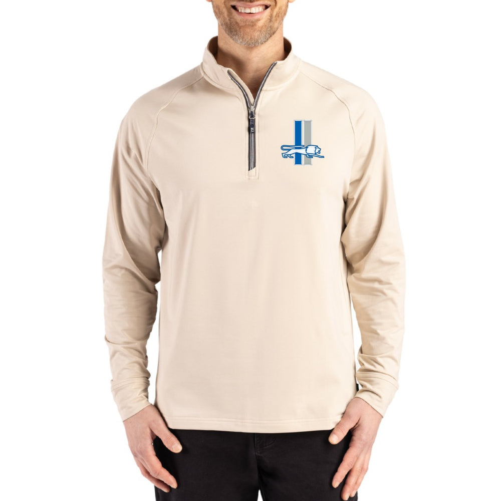 Detroit Lions Cutter & Buck Throwback Logo Adapt Eco Knit Stretch Recycled Quarter-Zip Pullover - Tan for sale