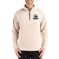 Cleveland Browns Cutter & Buck Adapt Eco Knit Stretch Recycled Quarter-Zip Pullover - Tan discount