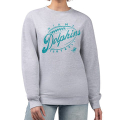 Miami Dolphins G-III 4Her by Carl Banks Women's Distressed Graphics Fleece Pullover Sweatshirt - Gray sale