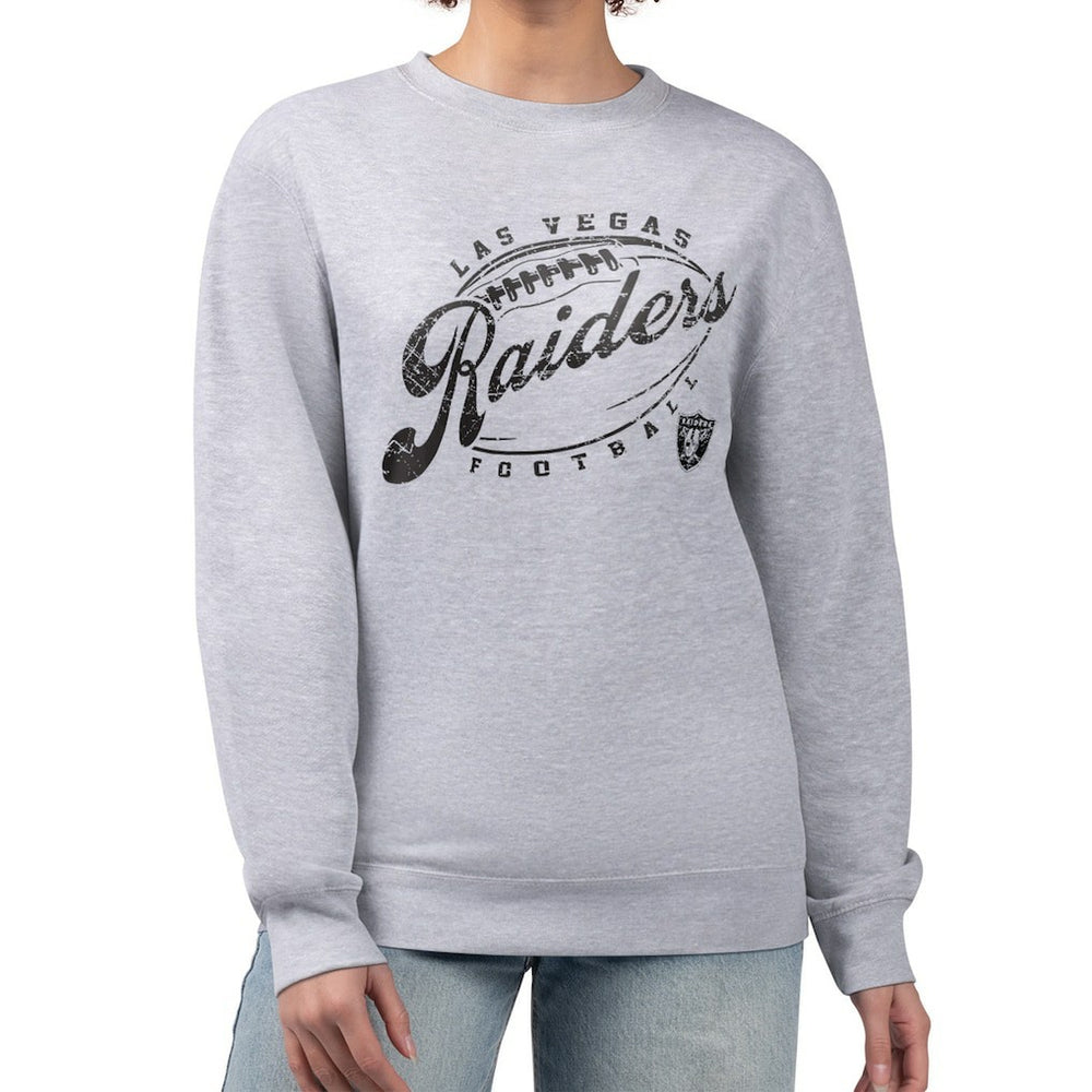 Las Vegas Raiders G-III 4Her by Carl Banks Women's Distressed Graphics Fleece Pullover Sweatshirt - Gray cheap