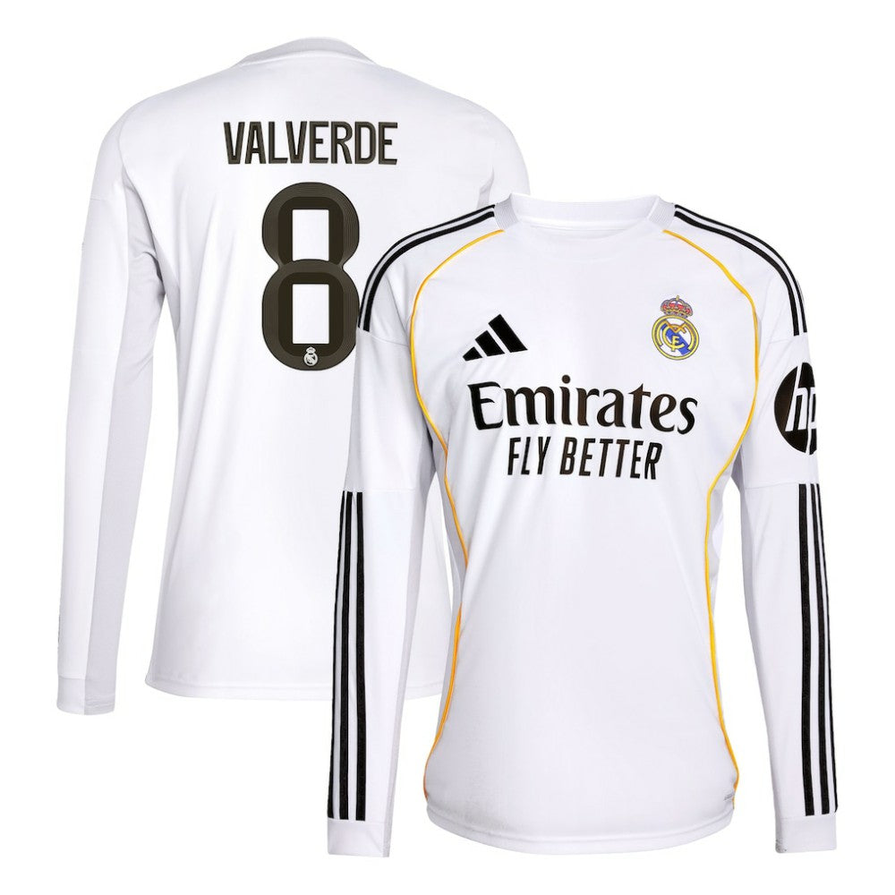 Federico Valverde Real Madrid 2025/26 Home Replica Long Sleeve Jersey - White | Adidas discount