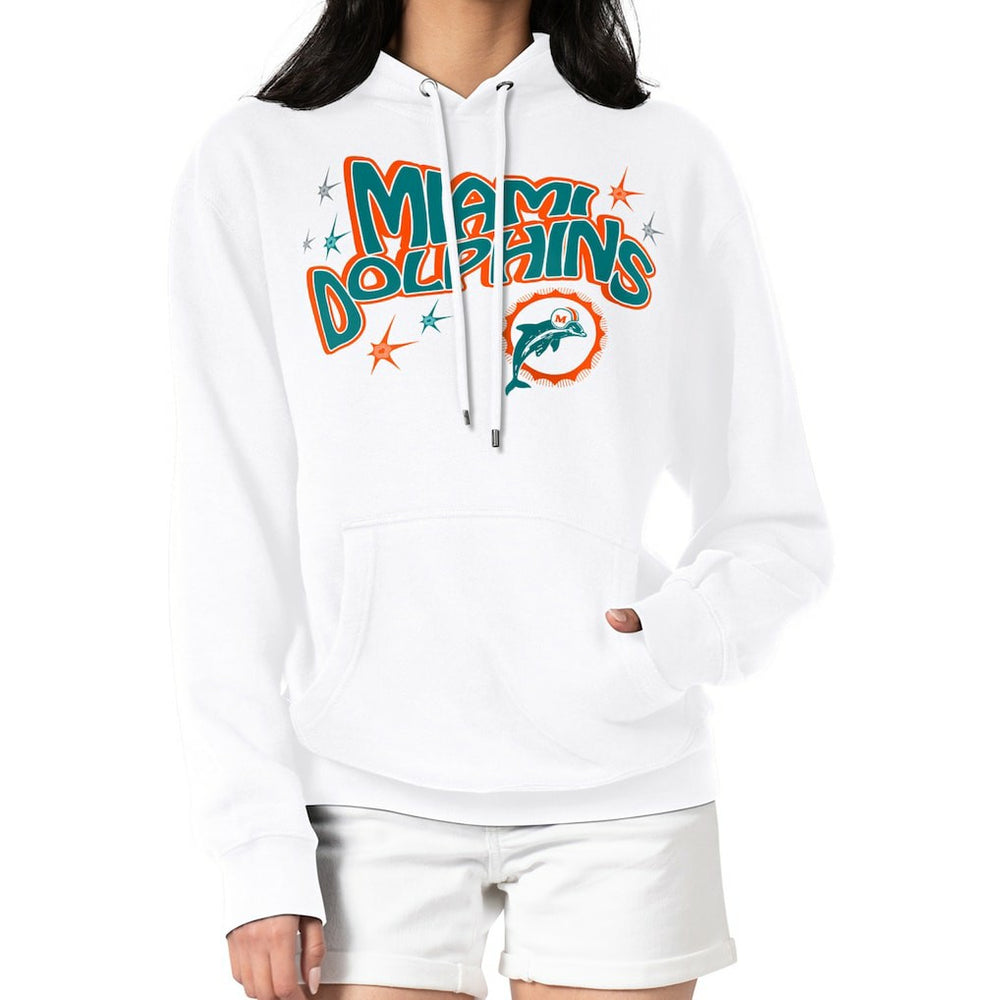 Miami Dolphins Starter Women's Fireworks Fleece Pullover Hoodie - White discount
