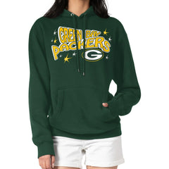 Green Bay Packers Starter Women's Fireworks Fleece Pullover Hoodie - Green for sale