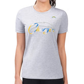 Los Angeles Chargers G-III 4Her by Carl Banks Women's Super-Slim Fit Lightweight Shadow Logo T-Shirt - Gray discount