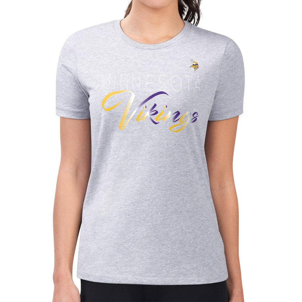 Minnesota Vikings G-III 4Her by Carl Banks Women's Super-Slim Fit Lightweight Shadow Logo T-Shirt - Gray discount