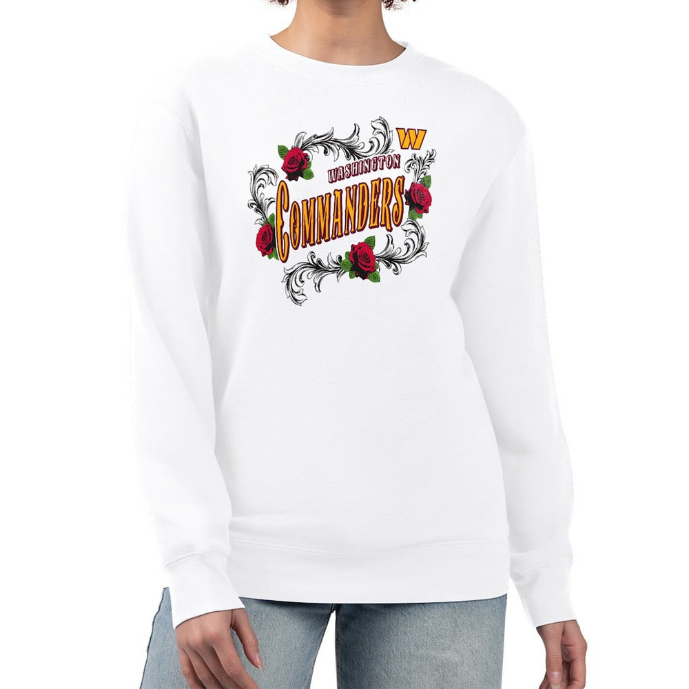 Washington Commanders G-III 4Her by Carl Banks Women's Roses Fleece Tri-Blend Pullover Sweatshirt - White outlet