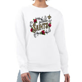 New Orleans Saints G-III 4Her by Carl Banks Women's Roses Fleece Tri-Blend Pullover Sweatshirt - White outlet