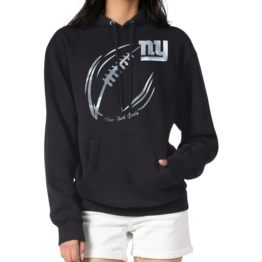 New York Giants G-III 4Her by Carl Banks Women's Metallic Print Football Sketch Fleece Pullover Hoodie - Black cheap
