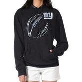 New York Giants G-III 4Her by Carl Banks Women's Metallic Print Football Sketch Fleece Pullover Hoodie - Black cheap