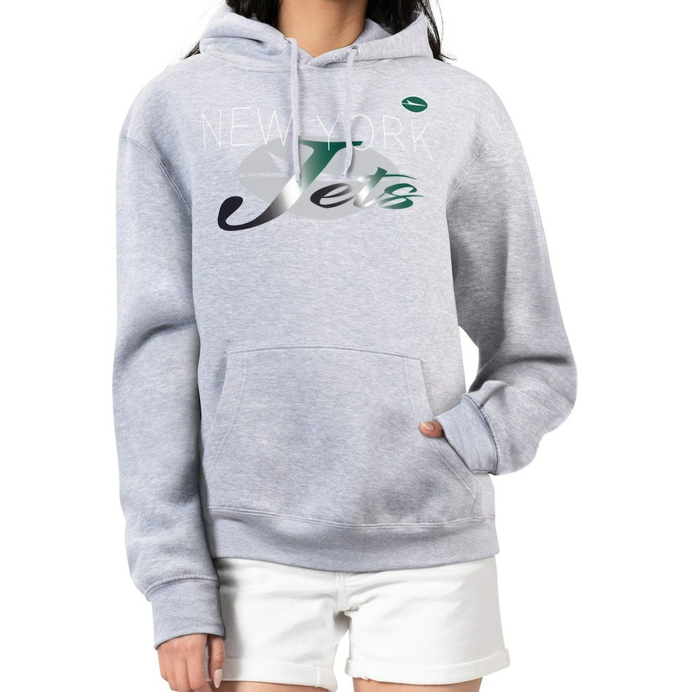New York Jets G-III 4Her by Carl Banks Women's Shadow Logo Fleece Pullover Hoodie - Gray cheap