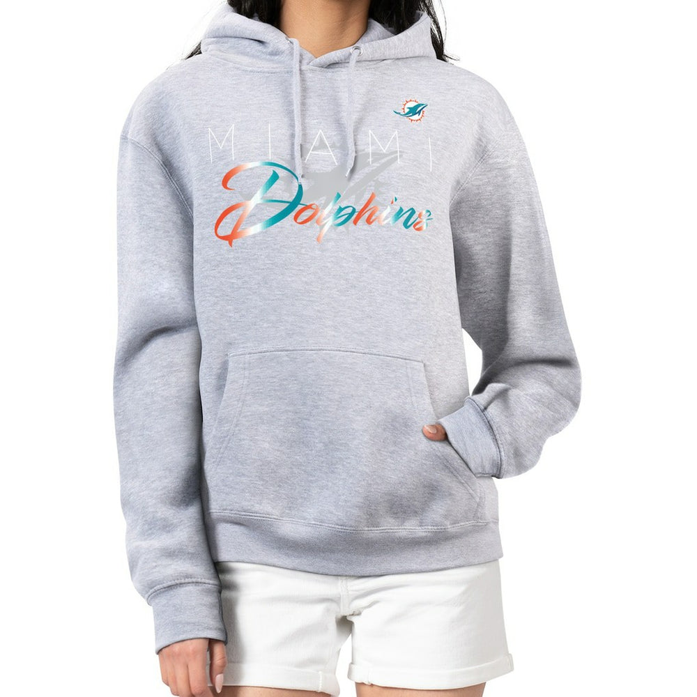 Miami Dolphins G-III 4Her by Carl Banks Women's Shadow Logo Fleece Pullover Hoodie - Gray cheap