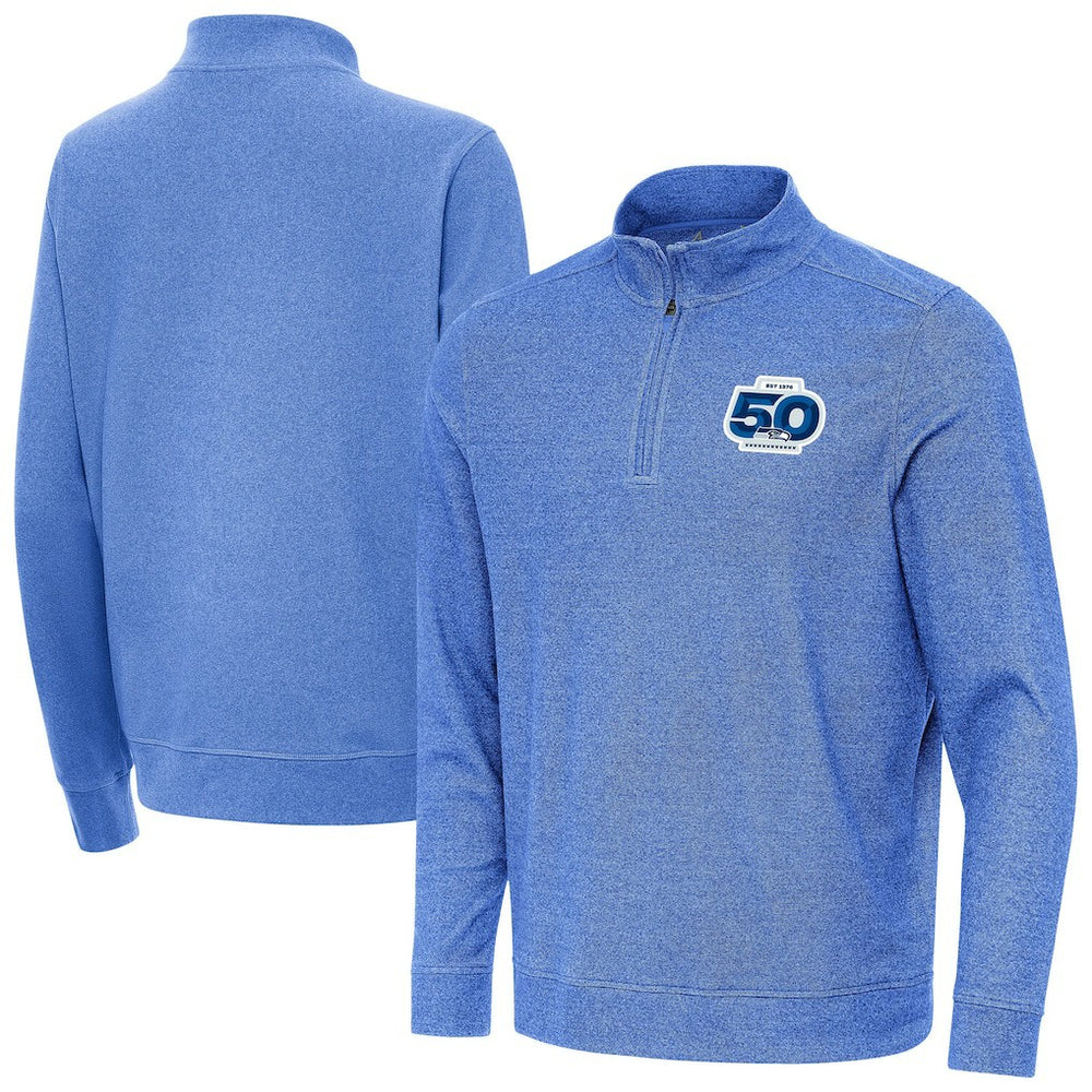 Seattle Seahawks Antigua 50th Season Subtle Quarter-Zip Pullover - Heather Royal cheap