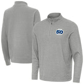 Seattle Seahawks Antigua 50th Season Subtle Quarter-Zip Pullover - Heather Gray discount