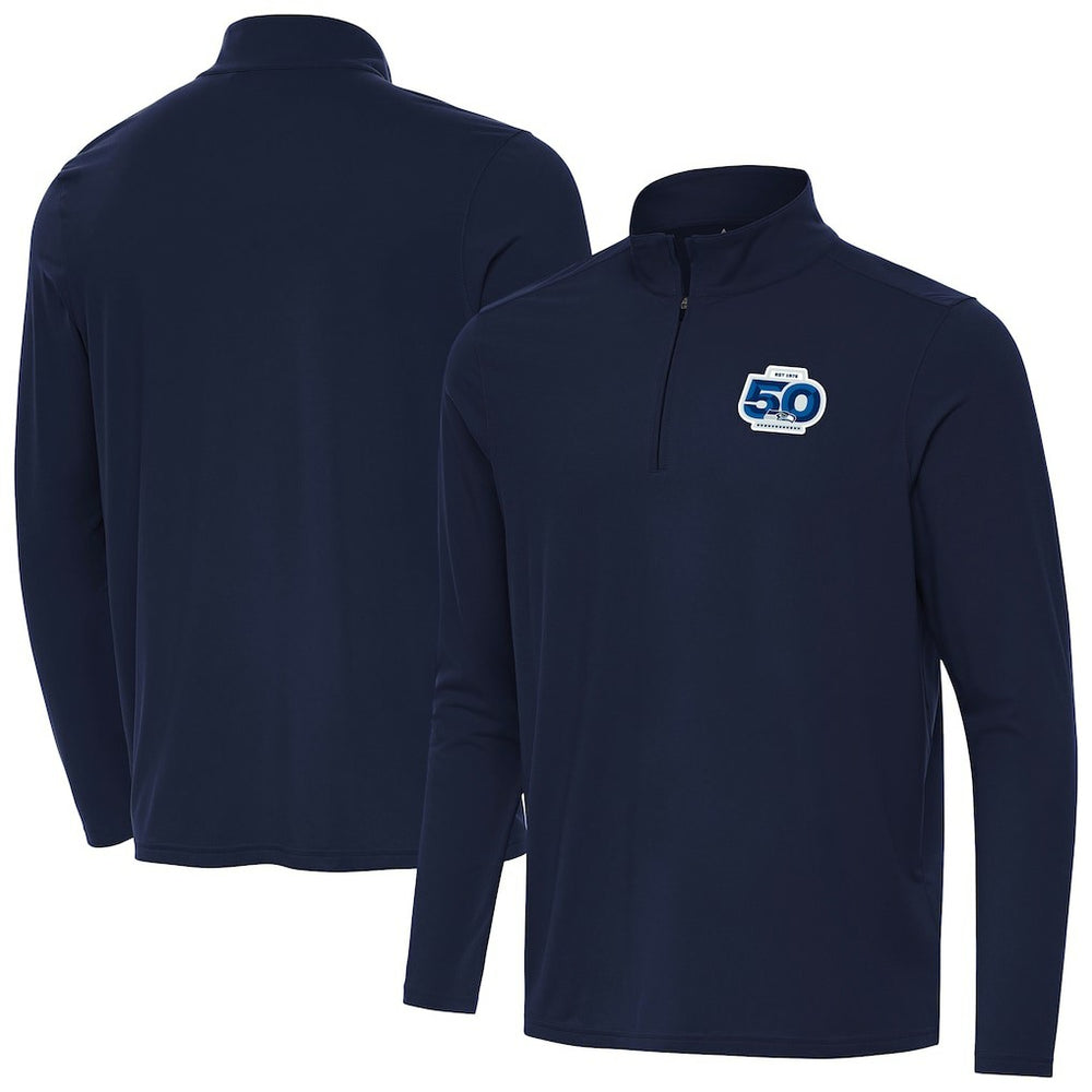 Seattle Seahawks Antigua 50th Season Intent Quarter-Zip Pullover - Navy discount