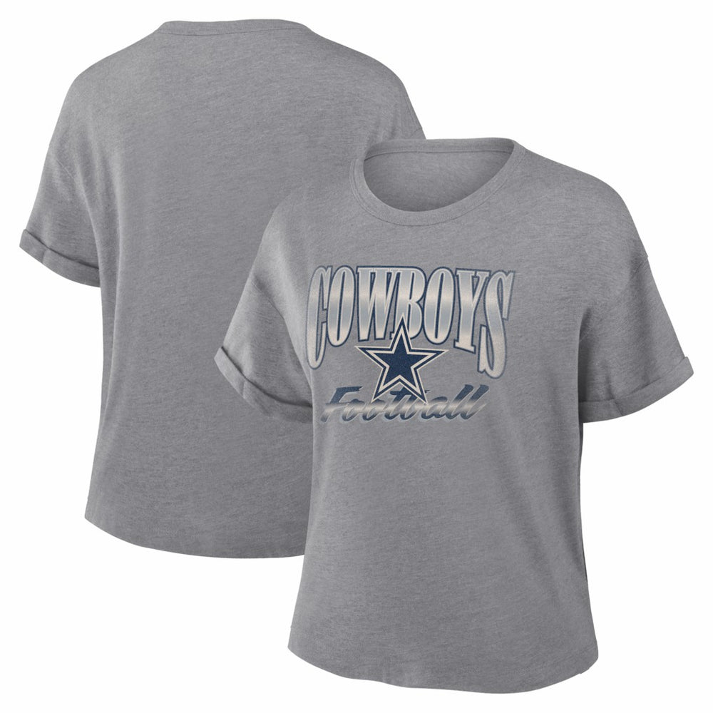 Dallas Cowboys Women's Overplayed Tribute Tri-Blend Boxy T-Shirt - Heather Gray cheap