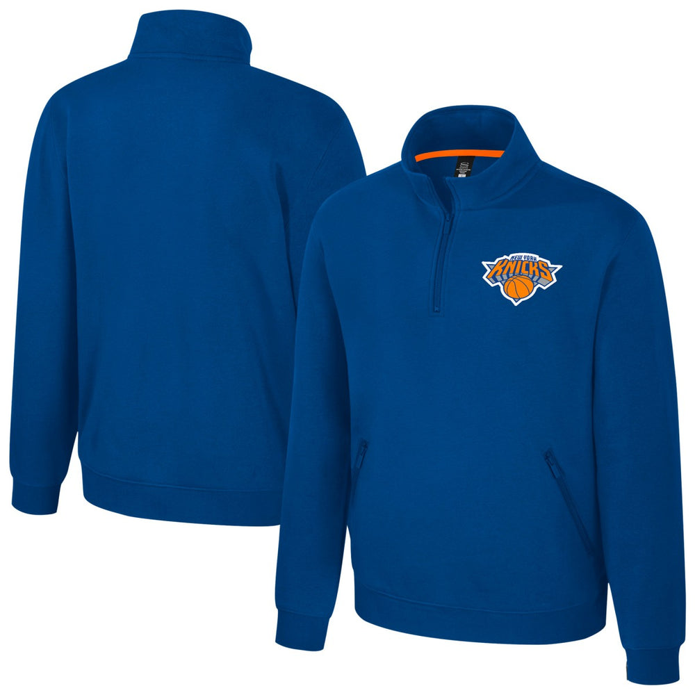 New York Knicks Stadium Essentials Unisex Varsity Trainer Quarter-Zip Pullover - Blue for sale