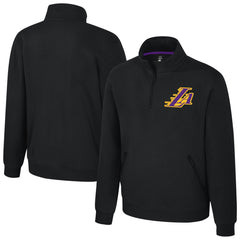 Los Angeles Lakers Stadium Essentials Unisex Varsity Trainer Quarter-Zip Pullover - Black sale