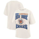 New York Knicks WEAR by Erin Andrews Women's Ball Boyfriend T-Shirt - Cream outlet