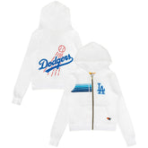Los Angeles Dodgers Aviator Nation x MLB Unisex Five-Stripe Tri-Blend Full-Zip Hoodie - White