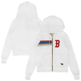 Boston Red Sox Aviator Nation x MLB Unisex Five-Stripe Tri-Blend Full-Zip Hoodie - White