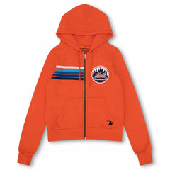 New York Mets Aviator Nation x MLB Unisex Five-Stripe Tri-Blend Full-Zip Hoodie - Orange
