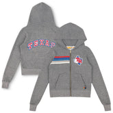 Texas Rangers Aviator Nation x MLB Unisex 5-Stripe Tri-Blend Full-Zip Hoodie - Heather Gray