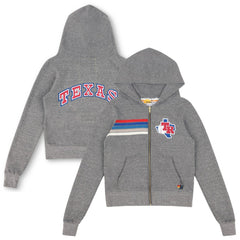 Texas Rangers Aviator Nation x MLB Unisex 5-Stripe Tri-Blend Full-Zip Hoodie - Heather Gray