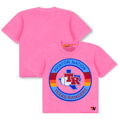 Texas Rangers Aviator Nation x MLB Women's Tri-Blend Boyfriend T-Shirt - Pink