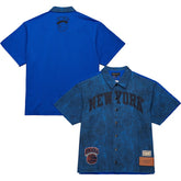 New York Knicks x Purple Brand Button-Up Shooting Shirt - Navy | Mitchell & Ness shop