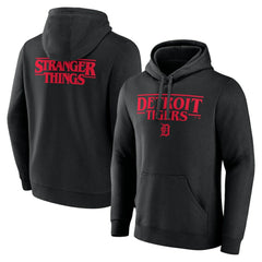 Detroit Tigers Stranger Things Logo Lockup Pullover Hoodie - Black