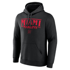 Miami Marlins Stranger Things Logo Lockup Pullover Hoodie - Black