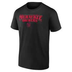Milwaukee Brewers Stranger Things Logo Lockup T-Shirt - Black