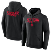 New York Mets Stranger Things Logo Lockup Pullover Hoodie - Black