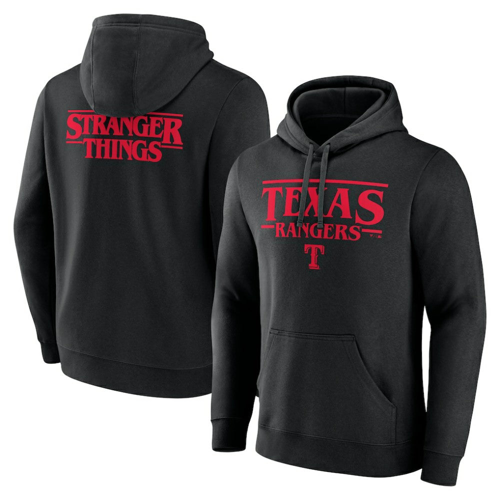 Texas Rangers Stranger Things Logo Lockup Pullover Hoodie - Black