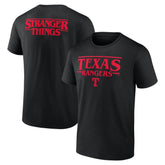 Texas Rangers Stranger Things Logo Lockup T-Shirt - Black