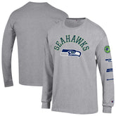 Seattle Seahawks Champion Seal Long Sleeve T-Shirt - Heather Gray on sale