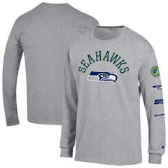 Seattle Seahawks Champion Seal Long Sleeve T-Shirt - Heather Gray on sale
