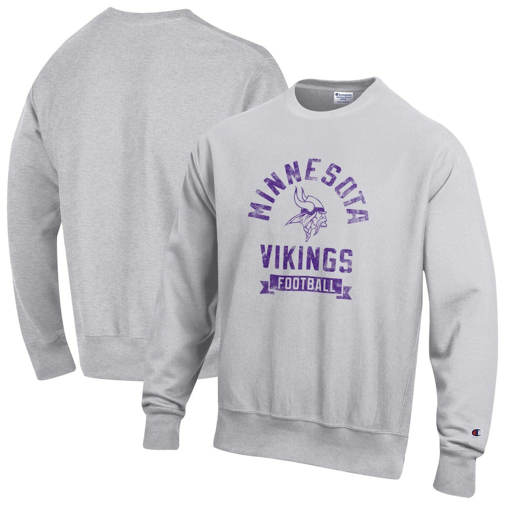 Minnesota Vikings Champion Reverse Weave Fleece Pullover Sweatshirt - Heather Gray sale