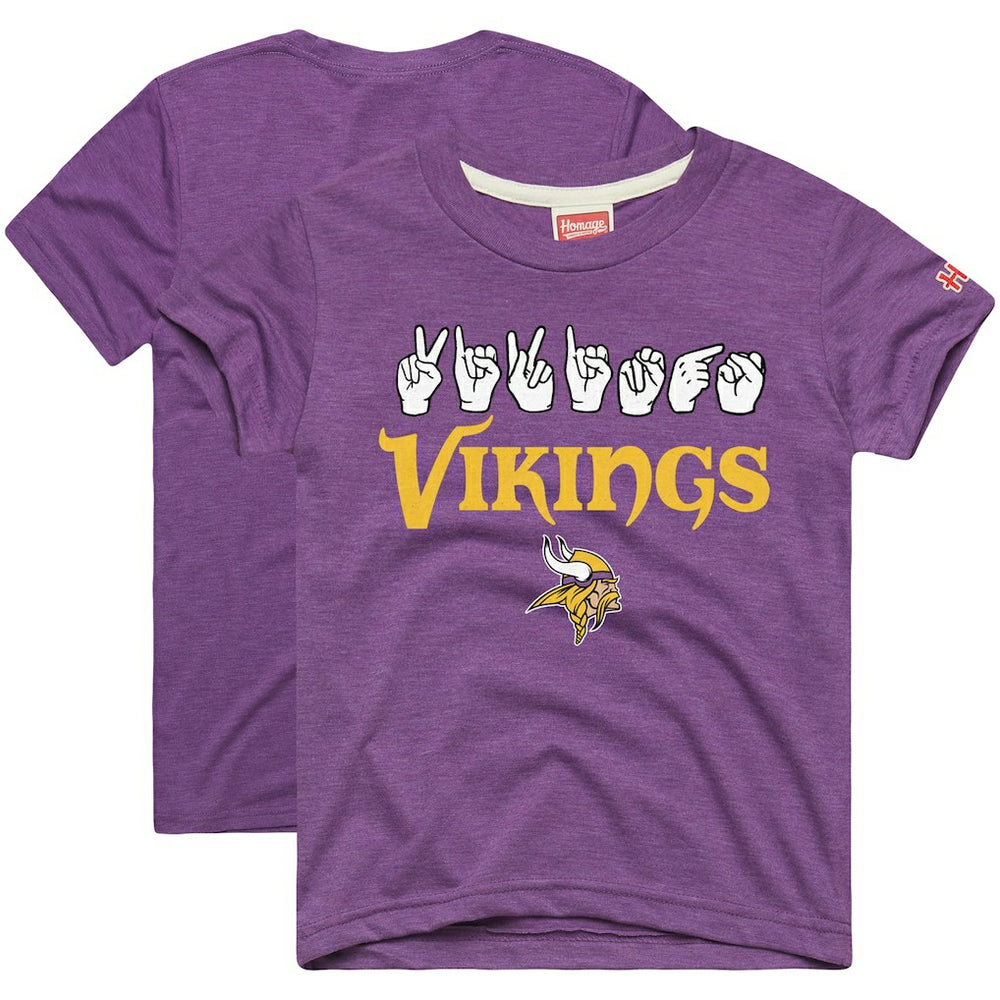 Minnesota Vikings Homage Youth Love Sign x ASL 2.0 Tri-Blend T-Shirt - Purple sale