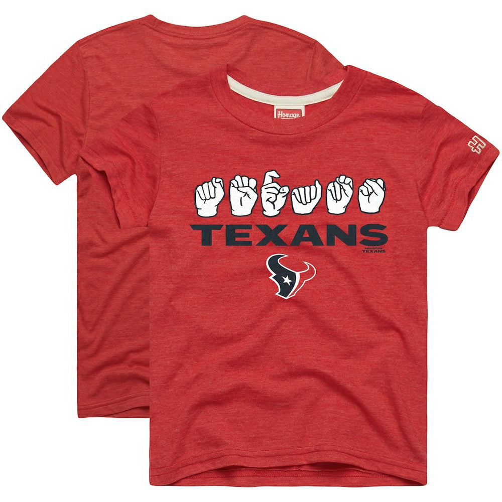 Houston Texans Homage Youth Love Sign x ASL 2.0 Tri-Blend T-Shirt - Red cheap