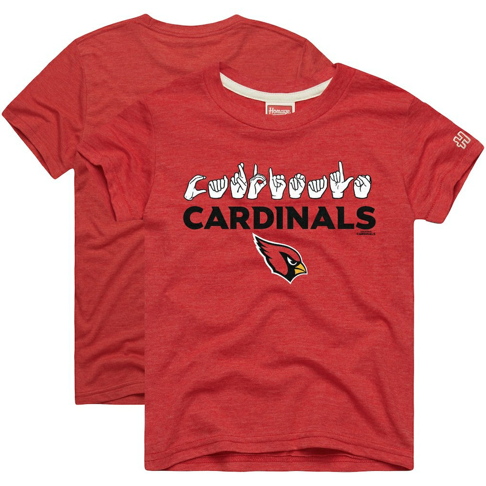 Arizona Cardinals Homage Youth Love Sign x ASL 2.0 Tri-Blend T-Shirt - Cardinal on sale