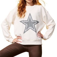 Dallas Cowboys Terez Women's Gems Fleece Crewneck Sweatshirt - White cheap