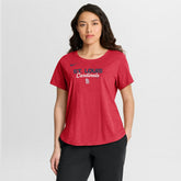 St. Louis Cardinals Women's Arched Tri-Blend T-Shirt - Heather Red | Nike