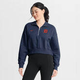Detroit Tigers Women's Primetime Phoenix Fleece Half-Zip Sweatshirt - Navy | Nike