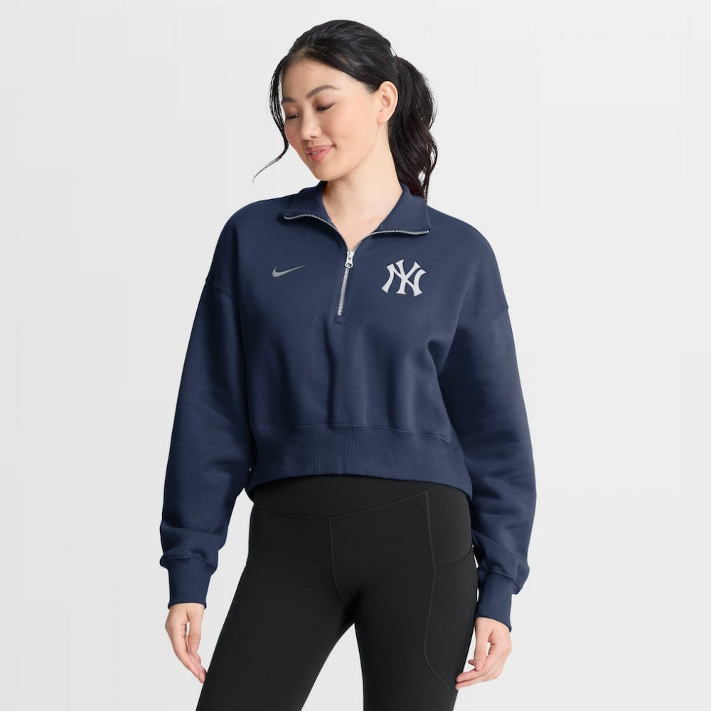 New York Yankees Women's Primetime Phoenix Fleece Half-Zip Sweatshirt - Navy | Nike