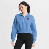 Philadelphia Phillies Women's Primetime Phoenix Fleece Half-Zip Sweatshirt - Light Blue | Nike
