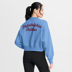 Philadelphia Phillies Women's Primetime Phoenix Fleece Half-Zip Sweatshirt - Light Blue | Nike