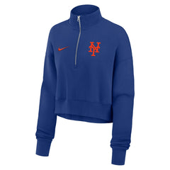 New York Mets Women's Primetime Phoenix Fleece Half-Zip Sweatshirt - Royal | Nike