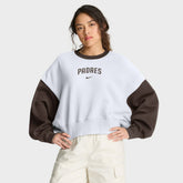 San Diego Padres Women's Oversized High Hip Fleece Sweatshirt - White/Brown | Nike