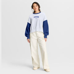 Chicago Cubs Women's Oversized High Hip Fleece Sweatshirt - White/Royal | Nike